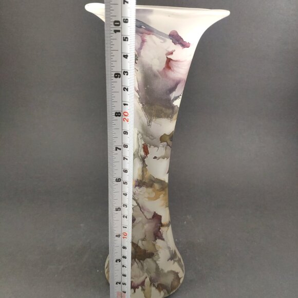 Rueven Art Glass Vase Frosted Satin Drip Matte Finish Vintage Lily Vase 10.25" - Picture 6 of 7